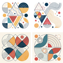 Poster - Geometric patterns arranged on a page featuring circles and triangles