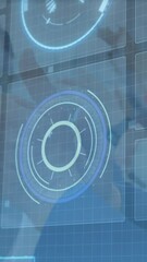 Poster - Animation of digital screens with data moving over hands of businesspeople clapping