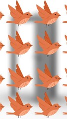 Poster - Animation of orange moving birds over bird door