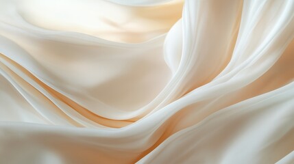 Poster - Delicate folds of cream fabric create a serene and calming texture in soft light during a sunny afternoon
