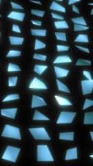Poster - Abstract glowing shards scattered on a dark background, creating a futuristic and fragmented visual pattern
