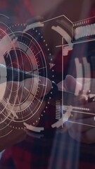 Poster - Animation of scope scanning and data processing over businessman wearing vr headset
