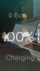 Poster - Animation of data processing over african american businesswoman having video call