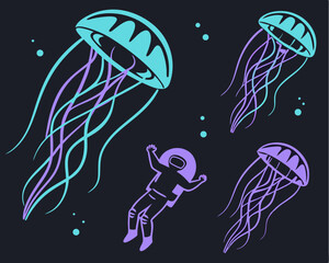 Poster - jellyfish in the sea