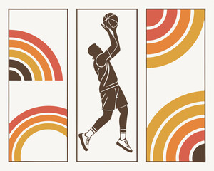Poster - The poster features a design of flat figures on retro abstract geometric backgrounds