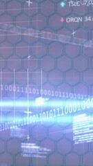 Poster - Animation of shapes over data processing and light trails on white background