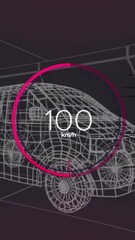 Poster - Animation of speedometer and power level over van project on black background