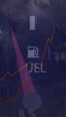 Poster - Animation of speedometer and statistical data processing against rain and clouds in the sky