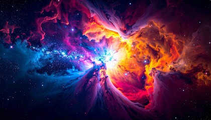 Wall Mural - vibrant colorful nebula with sparkling stars in deep space