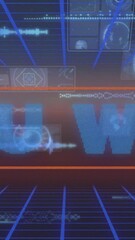 Poster - Animation of you win in digital abstract space with floating screens
