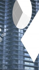 Poster - Animation of infographic interface over modern buildings against sky