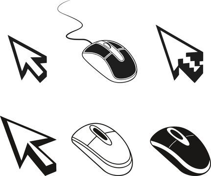 Computer Mouse and Cursor Icons Set - Digital Navigation & Technology Symbols