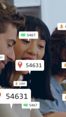 Poster - Animation of social media icons and social media icons over social media icons and social media race
