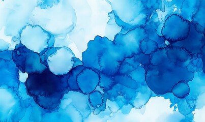 Poster - Blue watercolor background. Abstract hand-painted square stained backdrop. Abstract hand-painted square stained watercolor background, watercolor abstract texture with white clouds and blue sky.