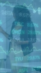 Poster - Animation of financial data processing over diverse business people in office