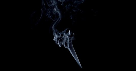 Wall Mural - Real smoke on a black background. Thin Flexible Trickle of Real Smoke. Colorful real smoke rises up. Ideal for background or over-layer with blending mode add, screen, lighten.