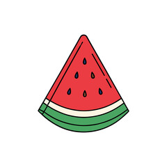 Fototapete - A single slice of watermelon, red flesh, green rind, and black seeds.