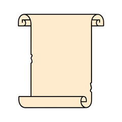 Fototapete - Ancient parchment scroll, rolled, blank, aged, paper, illustration.