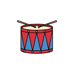 Fototapete - A colorful drum with drumsticks, ready to make music.