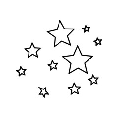 Fototapete - Simple black outline drawing of multiple stars scattered in a cluster.