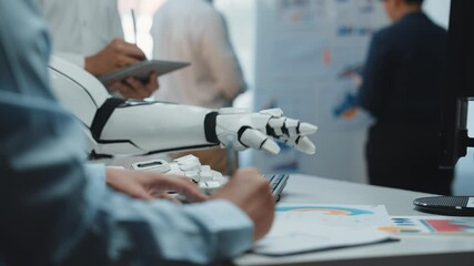Poster - Business teams engage with AI analytics to enhance collaborative research, improving marketing outcomes and strategic direction. Noogenesis AI