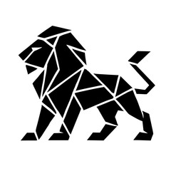 Poster - An elegant, geometric representation of a lion, showcasing a creative and modern artistic style. Its strong silhouette and symbolic form capture the essence of strength, courage, and leadership.