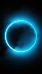 Poster - Glowing blue circle with smoke effect on dark background, futuristic design