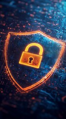 Aufkleber - Digital shield with glowing lock on circuit board background, cybersecurity concept
