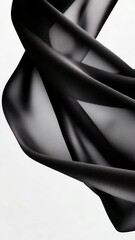 Poster - Flowing black silk fabric swirls with soft lighting in abstract motion