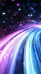Poster - Colorful light trails with sparkling particles in vibrant motion, digital effect