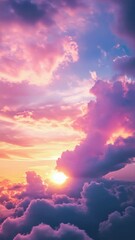 Poster - Stunning pink and purple sunset with dramatic clouds in the sky