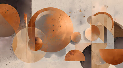Wall Mural - poster for ambient music release | temporal mirroring | metaphysical detachment | subdued copper and cloud white | evaporated balance | rooted forms | fragment overlap | dry stencil | urban postwar