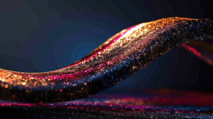Poster - Mesmerizing wave of shimmering particles creates stunning visual effect, showcasing vibrant colors and intricate details