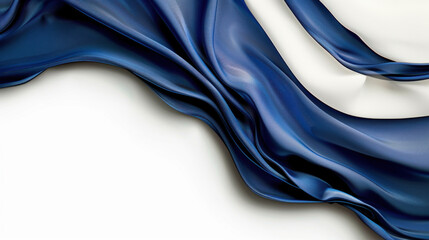 Poster - Smooth blue silk fabric draped elegantly, showcasing its luxurious texture and flowing movement, creating sense of sophistication and beauty