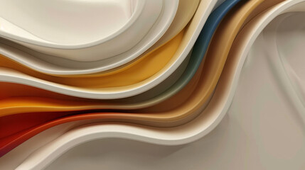 Fototapete - Colorful smooth curve lines create visually appealing abstract design on clean gradient background, evoking sense of calm and creativity