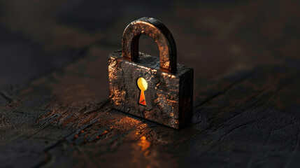 Poster - Glowing padlock icon stands out against dark, textured background, symbolizing security and protection