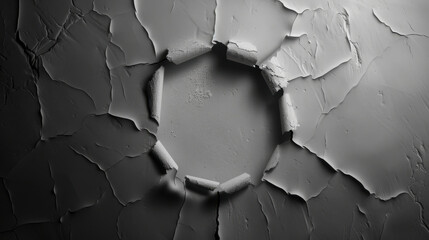 Poster - Textured wall surface with geometric cutout, showcasing cracked and peeling design that evokes sense of depth and intrigue
