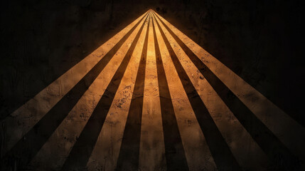 Poster - Radiant gradient light bursts from center, creating striking diagonal lines against dark background, evoking sense of depth and mystery