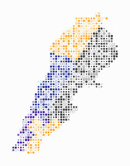 Poster - Lebanon, shape of the country build of colored cells. Digital style map of the Lebanon on white background. Small size rounded square blocks. Creative vector illustration.