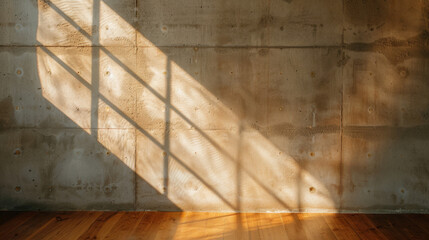 Poster - Minimalist structure casting soft shadows on concrete wall, creating warm and inviting atmosphere