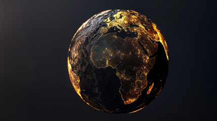 Poster - Stunning digital globe showcasing detailed view of Earth with glowing lights representing cities and regions, evoking sense of wonder