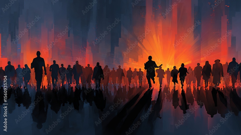 Visual metaphor of collective behavior social justice silhouettes of ...