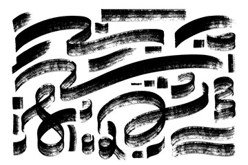 Poster - Abstract hand drawn grunge elements. Textured linear element set. Abstract geometric shapes and bold brush lines vector collection.