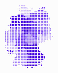Poster - Germany dotted map. Digital style map of the country on white background. Germany shape with square dots. Colored dots style. Large size squares. Trending vector illustration.