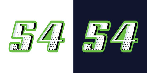 Leinwandbilder - Automotive racing effect design number 54, green and white color with halftone effect