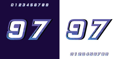 Leinwandbilder - racing number 97 with 3d effect purple color