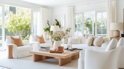 Poster - Modern living room with bright decor featuring plush furniture and natural light in a cozy setting