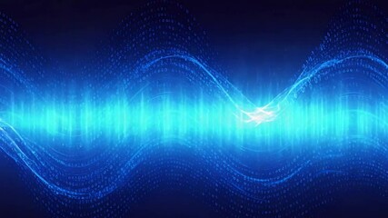 Wall Mural - Blue digital wave data flow background