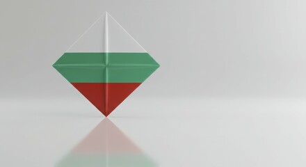 Poster - Origami Bulgarian Flag with Reflection on a Glossy White Surface