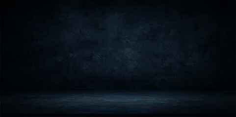 Poster - Dark grunge blue concrete wall texture with an old,